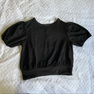 Juniors’ Puffed Sleeve Cutout Back Top